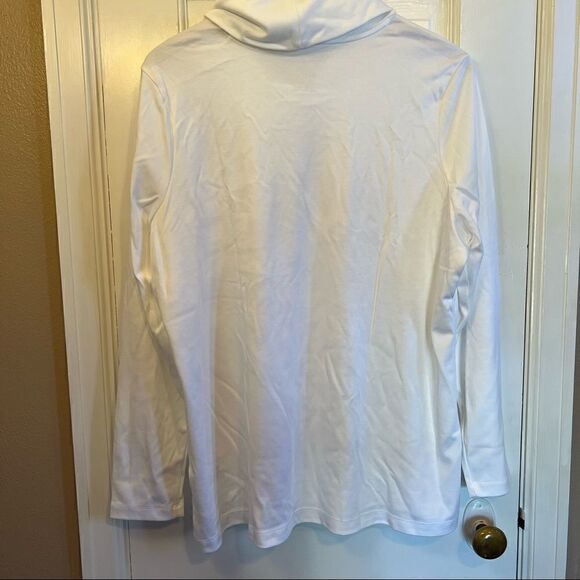 WHITE L.L.Bean Women's Pima Cotton Tee, Long-Sleeve Cowlneck - Picture 6 of 8